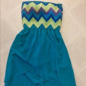 Short blue tulip bottom dress